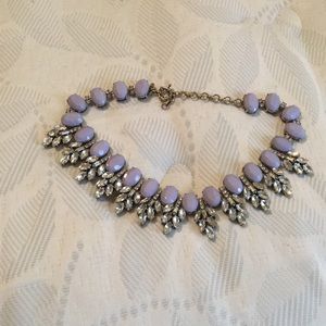 J Crew Lilac and Rhinestone Statement Necklace